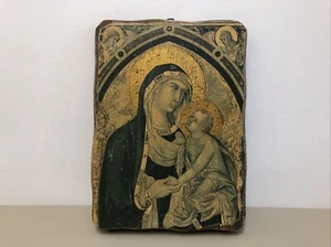 Alte Ikone Madonna Maria Mutter Gottes und Christi Wandbild Holz #A43 - Bild 1 von 8