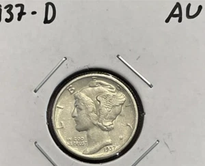 ⭐️1937-D Mercury Dime⭐️About Uncirculated⭐️90% Silver⭐️ - Picture 1 of 2