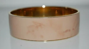 ELEGANT J CREW COUTURE BEIGE ENAMEL GOLDEN MODERN LOOK STATEMENT BANGLE BRACELET - Picture 1 of 9