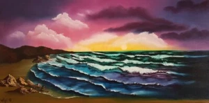 Ölbild - Meeresrauschen - nach Bob Ross - 50 x 100 cm - Bild 1 von 1