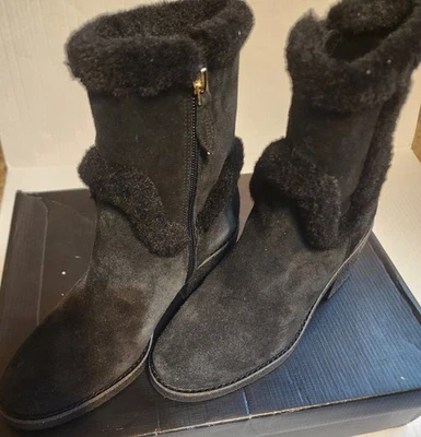 Botas femininas Talbots de couro camurça preta tamanho 7,5 REESE novas na caixa - Imagem 1 de 4