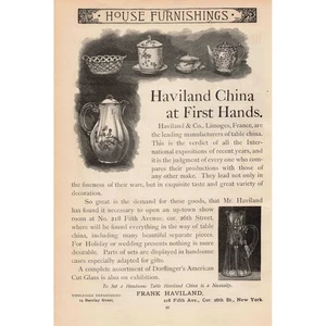 1891 Haviland China France Porcelain Pitcher Print Ad Floral Design Elegant - Picture 1 of 1