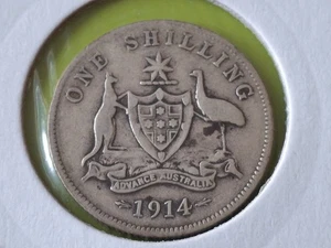 One Shilling 1914L . Silver coin. Australia. King George V. - Picture 1 of 4