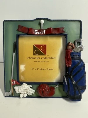Golf Themed 3D Picture Frame With Bag Clubs Hat And Glove Holds 4 X 4 Photo CC - Image 1 of 4