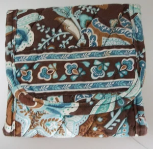 Vera Bradley dreifach faltbare Geldbörse Java blau - Muster im Ruhestand, türkis/braun Blumenmuster, gebraucht, in einwandfreiem Zustand - Bild 1 von 11