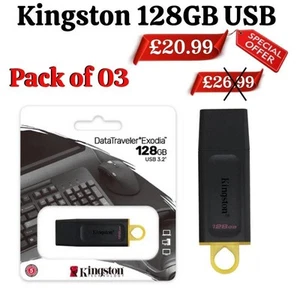 Pack de 3 clés USB 3.2 Kingston Data Traveler Exodia 128 Go stylo lecteur mémoire - Photo 1/1