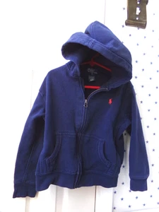 RALPH LAUREN Boys 5 Sweatshirt Hoodie Blue Vtg Full Zip 100% Cotton $85 Polo - Picture 1 of 20