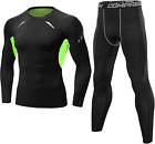 Sykooria Men's Thermal Underwear T-Shirt Set Long Sleeve Sports top + Leggings