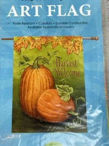 HARVEST WELCOME Rain Or Shine Outdoor Art Garden Flag 12.5" X 18" - Picture 1 of 2
