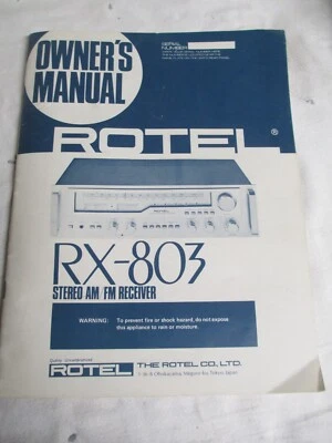 ROTEL RX-803 STEREO AM/FM RECEIVER OWNERS MANUAL ORIGINAL - Image 1 of 3