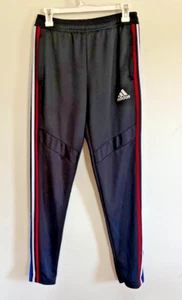 ADIDAS Athletic Pants Black with Red/White/Blue Stripes, Youth Large (UK 13-14Y) - Picture 1 of 10