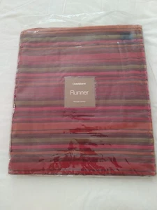 Crate & Barrel Maiston Runner Velvet Striped Red Grn Rust Orange 14" X 120" New - Picture 1 of 4