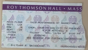 KIM MITCHELL 1984 Concert Ticket Stub Roy Thomson Hall Massey Canada - Picture 1 of 1