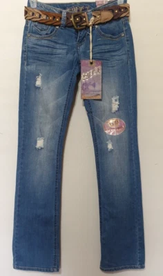 TRUCE VTG Belted Women's Jeans Juniors Size 1 (32X32) Bootcut Stretch Distressed - Image 1 of 4