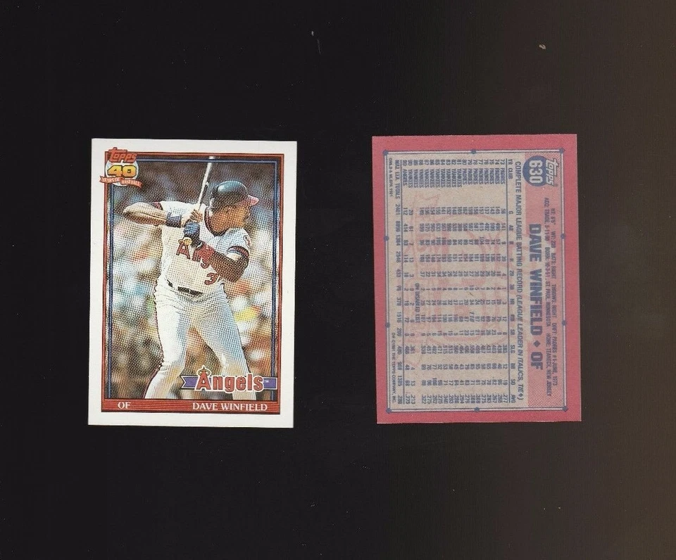 1991 Topps Glow Card Back UV Variant Error Card #630 Dave Winfield lot of 2 - Image 1 of 1