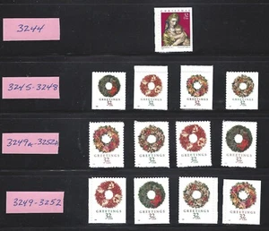 US Scott #3244, 3245 - 3248, 3249 - 3252, & 3249a - 3252a Wreath's 1998 Set     - Picture 1 of 1