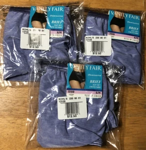 3 Vanity Fair Illumination 13109 Brief Panties PURPLE Iris Flower 6/M Underwear - Picture 1 of 3