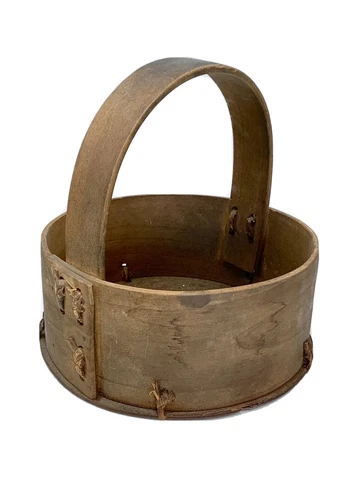 Antique Shaker Bentwood Basket Bound with Catgut Cover