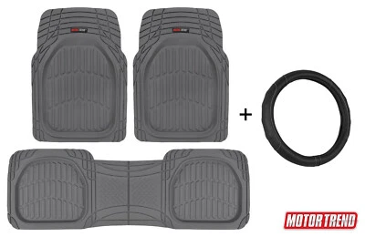 All Weather Floor Mats + Leather Steering Wheel Cover Set by Motor Trend - Image 1 of 4