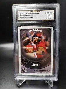 2017 Patrick Mahomes II Sage Hit In Focus Rookie Premier Draft GMA Gem Mint 10 - Picture 1 of 3