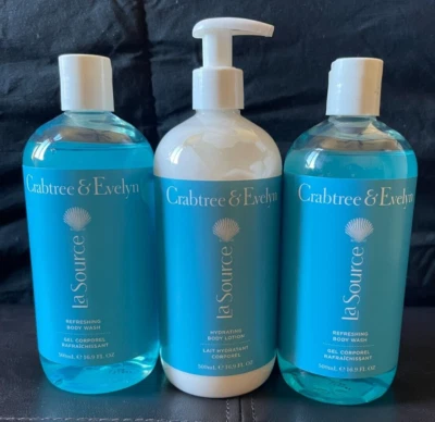 NEW Crabtree Evelyn La Source Hydrating Body Lotion & 2 Body Wash LOT 16.9 oz Ea - Image 1 of 4