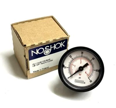 NoShok 15-110-60 Pressure Gauge 60 PSI 1/8" NPT Back Mount - Image 1 of 2