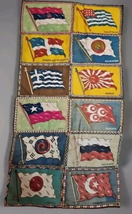 29 World Flags Tobacco Flannels Cigar Felt Quilting Squares Blocks Early 1900's - Picture 1 of 12