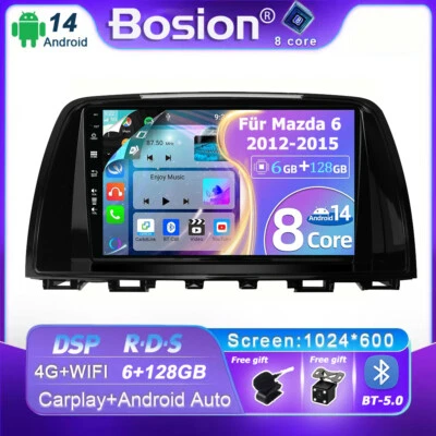 Android 14 Für Mazda 6 Atenza 2012-2016 Autoradio Car Play GPS Navi 6G+128GB AHD - Bild 1 von 4