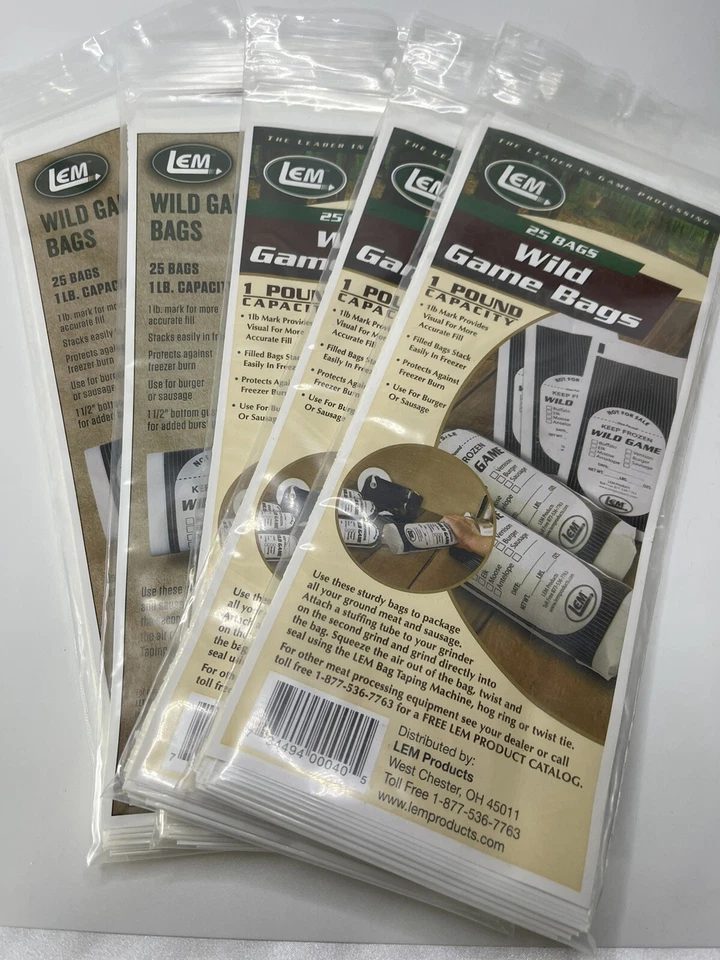 (Lote de 5) LEM 1 Ib Wild Game Poly Bag - 25 unidades - SELADO! FRETE GRÁTIS! - Imagem 1 de 1