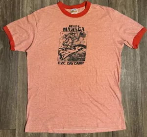 Vintage 70s Beyond Mawaga Agawam Massachusetts Science Day Camp Ringer T-Shirt L - Bild 1 von 9
