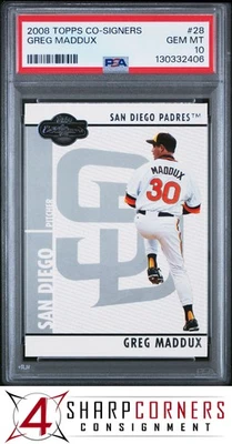 2008 TOPPS CO-SIGNERS #28 GREG MADDUX PADRES HOF POP 4 PSA 10 - Image 1 of 3