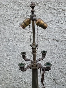 Art Deco Antique 30s 35" Tall French Neoclassical Bronze Brass Candlestick Lamp - Picture 1 of 14