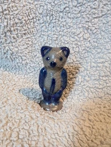 Vintage Blue Gray Glazed Bear Figurine Pre Owned - Picture 1 of 3