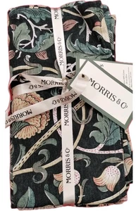 William Morris LODDEN DARK GREEN LUXURY DINNER NAPKINS Floral set 8 cotton NEW - Picture 1 of 23