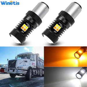 White Amber LED Front Turn Signal Light Bulbs Lamps For 01-17 Volvo VHD Option2 - Picture 1 of 12