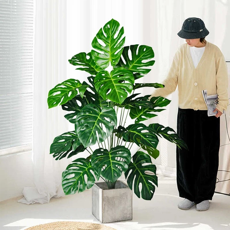 70-100cm Artificial Monstera Tree Fake Palm Plants Plastic Turtle Leafs Tropical - Image 1 of 4