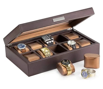 Mariner Caja de Reloj para Hombres Estuche de Almacenamiento Soporte, Caja de Reloj para Relojes Grandes, Cuero PU Foto 1 de 4