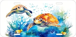 TURTLE TURTLES DESIGN YOUR OWN ASSORTED UV PRINTED METAL LICENSE PLATE V - Picture 1 of 4