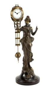 German Style Messing elegante Diana Dame Figur schwingende Swinger Uhr - Bild 1 von 4