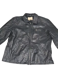 St. Johns Bay Mens Leather Jacket Sz XL Black Quilted Lined Heavy - Picture 1 of 10