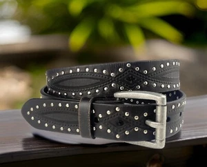 Distress Echtleder Gürtel Riemen Vollnarben Biker Heavy Duty Belt - Bild 1 von 18