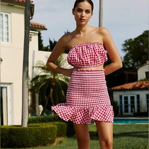 Neu mit Etikett Anthropologie Mable gesmoktes Gingham-Set Größe Medium - Bild 1 von 11