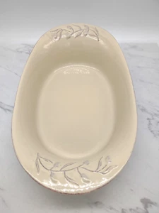 Cerutil Stoneware Oval Baking Casserole Dish Portugal Floral Details Ecru 14x11 - Picture 1 of 13