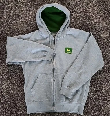 Sudadera con Capucha John Deere Gris Cremallera Completa Grande Nunca Olvides la Primera Foto 1 de 4