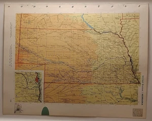 Vintage NEBRASKA Atlas Map from a 1967 Mid-Century Modern World Book Atlas - Picture 1 of 7