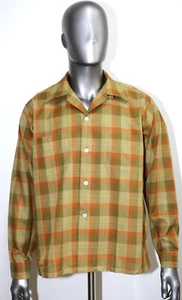 New Vintage 50s/60s ROYAL KNIGHT Checkered Shirt Loop Collar Size L Made in USA - Picture 1 of 9