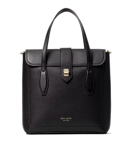 Nuova borsa Kate Spade Essential Medium North South pelle di ciottoli nera