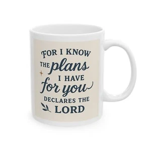 Taza de cerámica inspiradora de oración versículo bíblico Jeremías 29:11 - 11 oz y 15 oz - Imagen 1 de 5