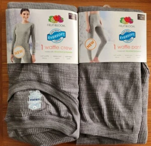 Fruit of the Loom Women's XXL (20) Waffle Thermal Set GRAY Shirt & Pants #21423 - Picture 1 of 10