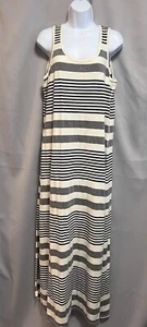 MICHAEL STARS Sleeveless White Grey Black Stripe Maxi Dress Womens Sz Large NWT! - Picture 1 of 12